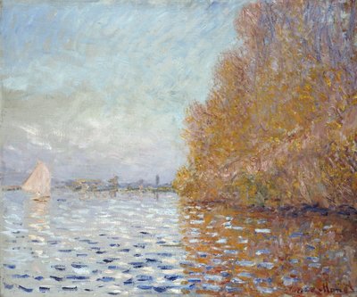 Argenteuil-Becken mit einem einzelnen Segelboot von Claude Monet